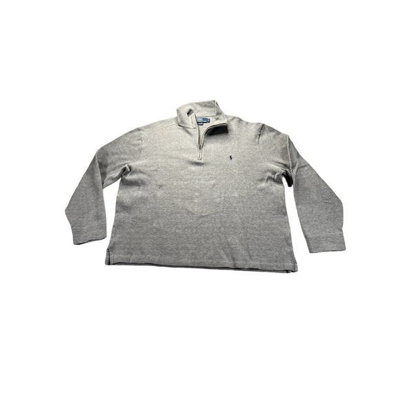 Polo by Ralph Lauren Men's long sleeve 1/4 zip collared gray sweater size Large - Picture 1 of 8